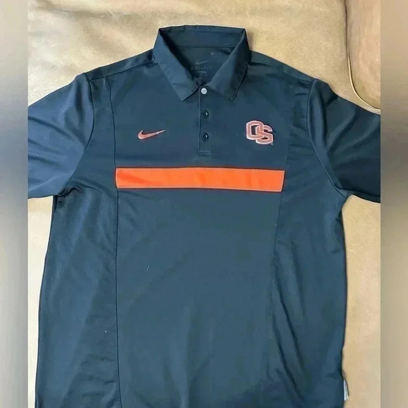 Oregon State Beavers Mens Nike Dr-Fit Polo Shirt Black And Orange Size Large - Picture 2 of 10